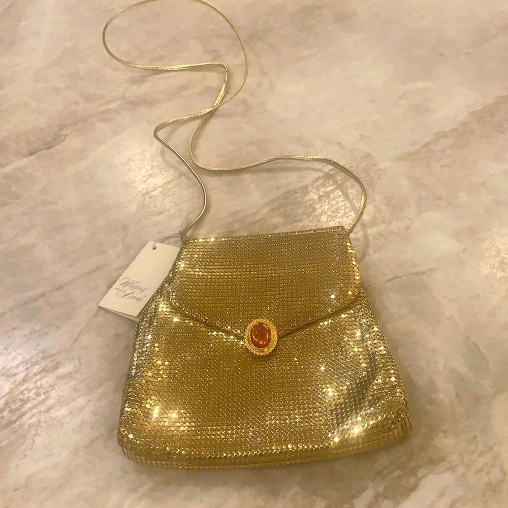 Whiting & Davis Gold Metallic Evening Bag